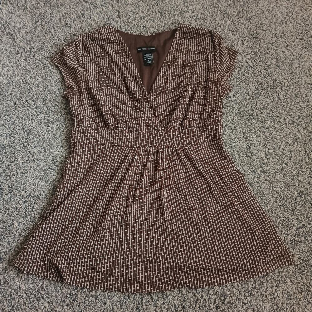 New York Co Vintage Y2K 2000s Earthtone Polka Dot Top Shirt Medium Princess